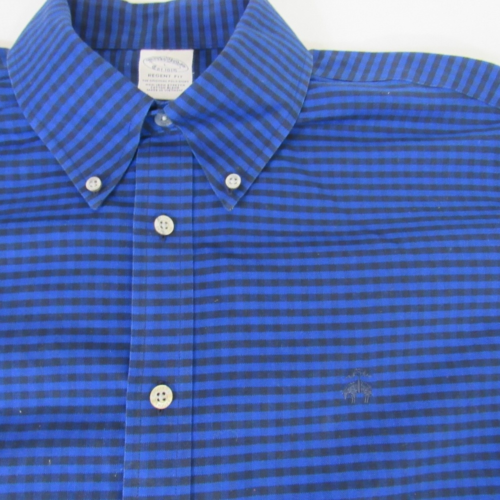 Brooks Brothers 1818 Regent Blue‎ Gingham Plaid Button Down